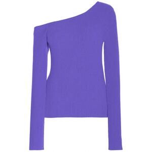 NEW LAPOINTE women's matte viscose one shoulder long sleeve sweater in lilac